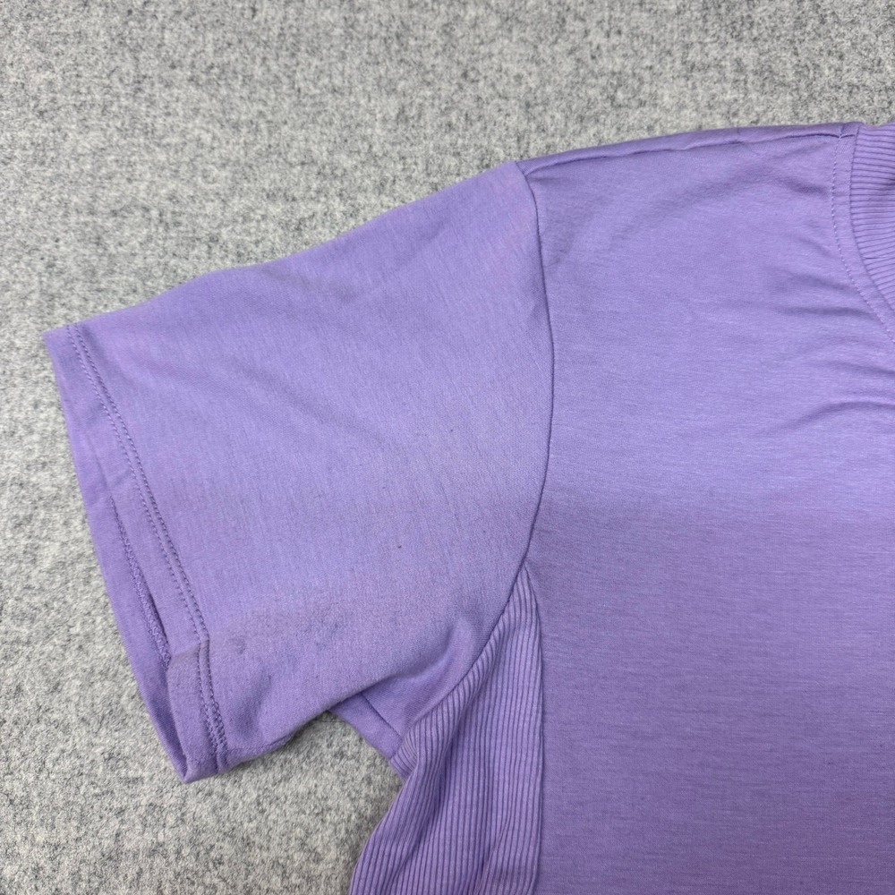 Flora Nikrooz V-Neck Top XL Purple Short Sleeve Ribbed Side Panel Loungewear Tee - Picture 7 of 9